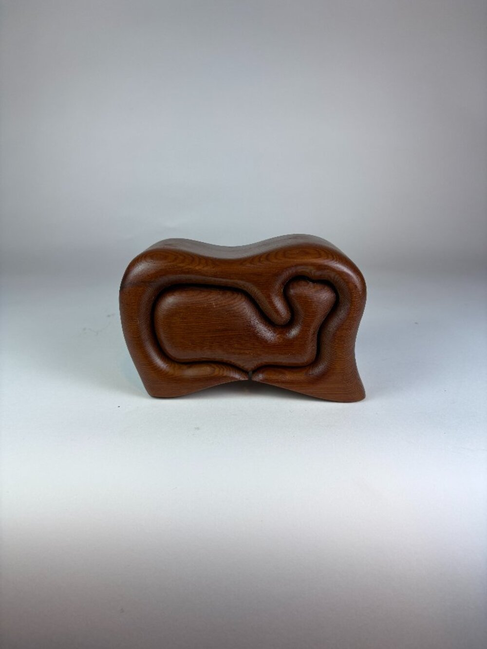 Vintage Native Redwood Whale Puzzle Box, Handcrafted Hidden Compartment Trinket